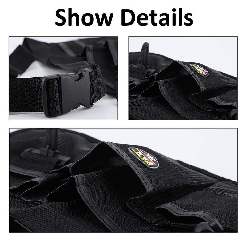 Gardening Tool Belt Waist Bag with 6 Pockets of Different Sizes and Depth Oxford Cloth Adjustable Waist Belt(Black) Black - NewNest Australia