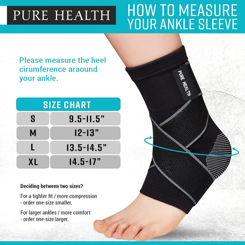 Pure Health Ankle Support for Ligament Damage Sprained Ankle, Achilles Tendonitis Foot & Plantar Fasciitis Support Strap, Heel Pain Relief & Wrap for Compression, (Pack of 1, Medium) - NewNest Australia