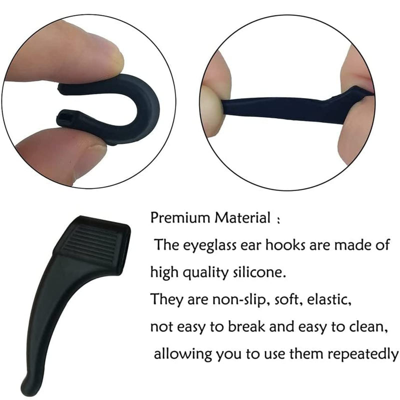 6 Pairs Ear Hooks for Glasses,Anti Slip Glasses Retainers,Anti-Slip Ear Hook Grip,Silicone Glasses Temple Tip Holders Anti-Slip Protectors,Ear Hook Eyeglass Temple Tip for Sunglasses and Glasses - NewNest Australia