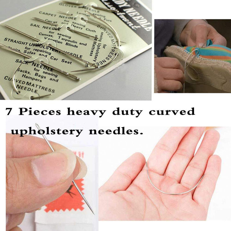 Topus Extra Strong Upholstery Repair Sewing Thread Kit and Heavy Duty Household Hand Needles, Including 7 Styles of Leather Canvas Sewing Needles and 3 Colors Nylon Thread (54 Yard of Each Roll) - NewNest Australia