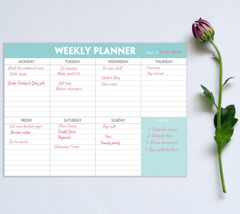 Weekly Planner Notepad - Tear Off Planning Pad with Daily Schedule & Calendar, 52 Sheets, 100gsm Paper, Undated Weekly To Do List Notepad, 10x7 in 10"x7" - NewNest Australia