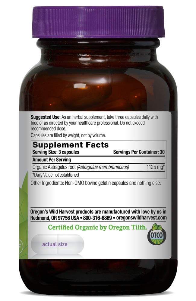 Oregon's Wild Harvest, Certified Organic Astragalus Capsules for Immunity Support, 1125 MGS, 90 Ct 90 Count (Pack of 1) - NewNest Australia