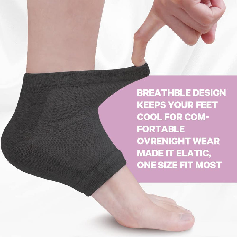 Hilph®Moisturizing Gel Heel Socks for Hard Cracked Heels, 2 Pairs Soft Ventilate Open Toe Socks for Dryness Relieve Cracked, Alleviate Heel Pressure, Spa Lotion Gel Socks (Black) Black - NewNest Australia