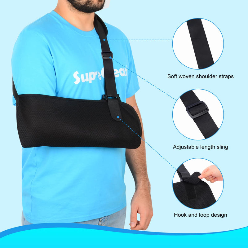 supregear Arm Sling, Lightweight Adjustable Mesh Shoulder Immobilizer Rotator Cuff Arm Swathe Support Brace for Shoulder Injury, Broken & Fractured Bones, Fits Left and Right Arm Men and Women, M - NewNest Australia