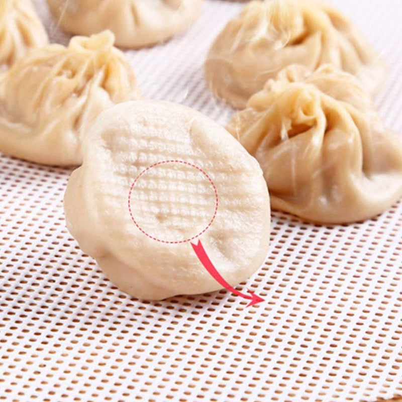 Inchant 5Pcs Kitchen Silicone Steamer Mesh Non-Stick Pad Round Shape Dumplings Mat Steamed Buns Baking Pastry Dim Sum Mesh（11" Diameter） - NewNest Australia