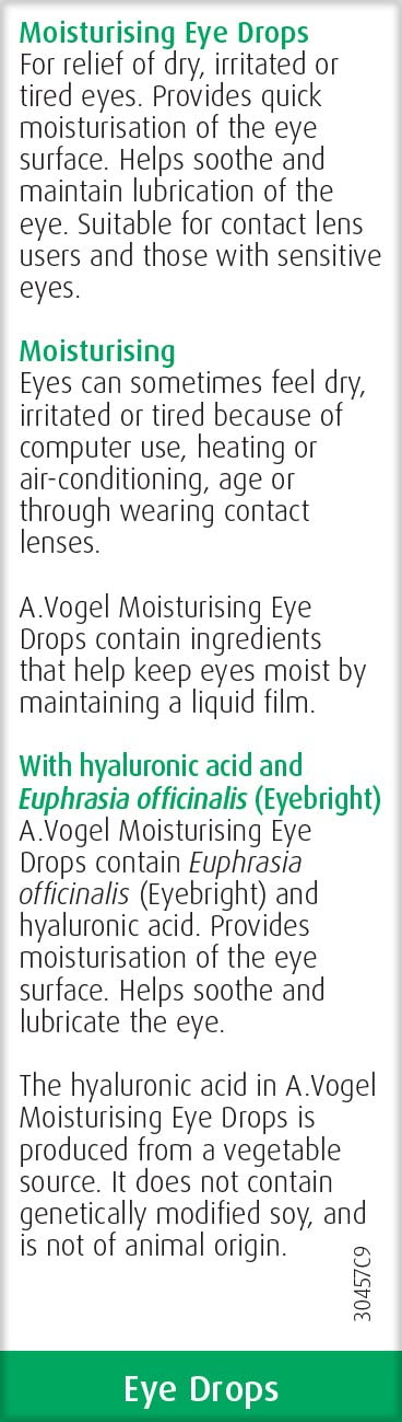 A.Vogel Moisturising Eye Drops 10ml | For Very Dry and Irritated Eyes | Contact Lens Friendly | Preservative Free | With Euphrasia & Hyaluronic Acid - NewNest Australia