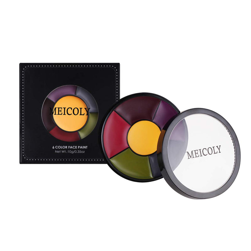 MEICOLY 6 Color Bruise Wheel for Special Effects, Face Body Oil Paint Theatrical Halloween Makeup with 3pcs Stipple Sponges - NewNest Australia