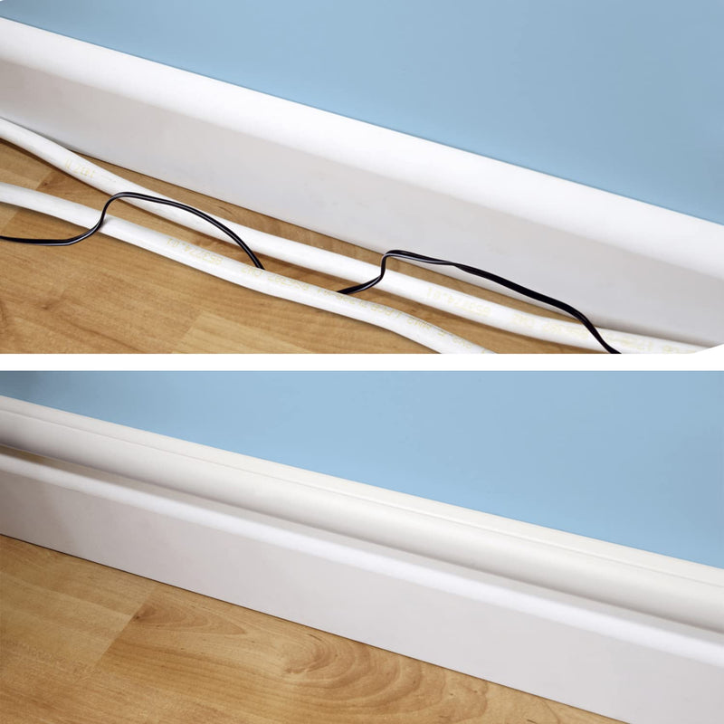 D-Line Medium Cord Cover | Decorative Cable Raceway | White | 39 Inch Length | Hinged One-Piece, Half-Round Design | Paintable | Self Adhesive Wire Hider - NewNest Australia