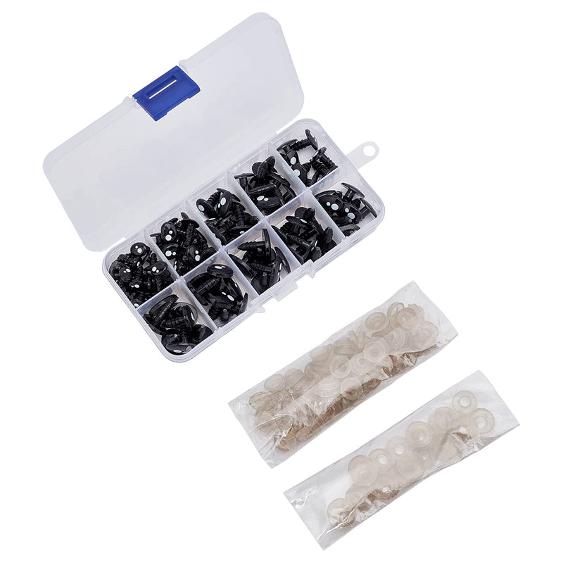 PH PandaHall 200pcs Kawaii Safety Eyes, 5 Sizes Craft Doll Eyes Black Stuffed Toy Eyes with Washers Oval Resin Felt Eyesfor Amigurumi, Doll, Puppet, Teddy Bear, Crochet Toy, Plush Animal Making - NewNest Australia