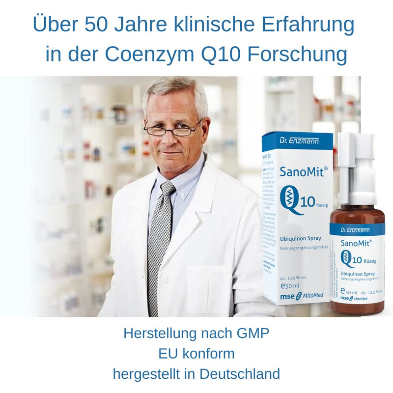 SanoMit Q10 Spray liquid Ubiquinone Kaneka Coenzyme Q10 (30ml), high dosage, liposomal vegan, Dr Enzmann - NewNest Australia