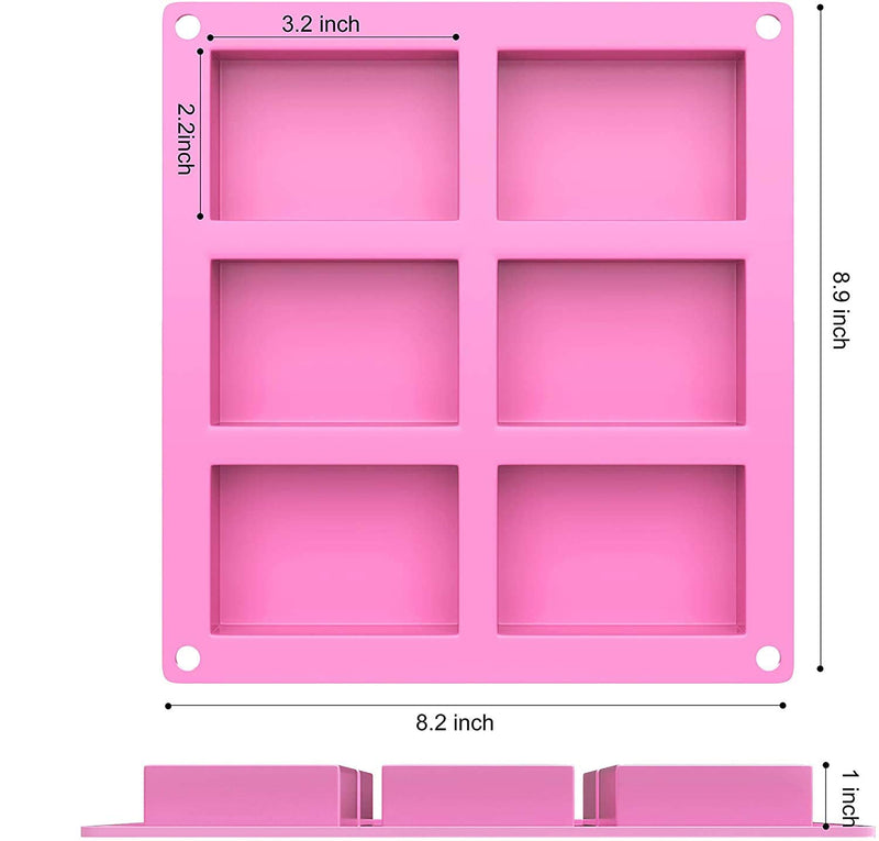 OBSGUMU 3 Pack Silicone Soap Molds,6 Cavities Flowers Soap Mold,Rectangle and Different Flower shapes, Perfect for Soap Making, Handmade Cake Chocolate Biscuit, Pudding (Pink) - NewNest Australia