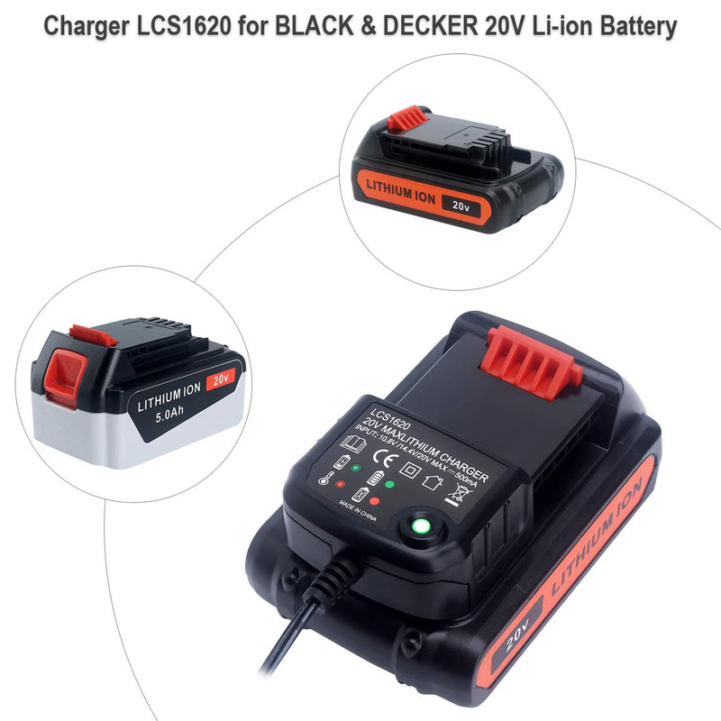 Elefly LCS1620 20V Lithium Battery Charger Compatible with Black & Decker 20V Lithium Battery LBXR20 LBX20 LB20 LBXR20-OPE LBX4020 LB2X4020 LBXR2020-OPE - NewNest Australia