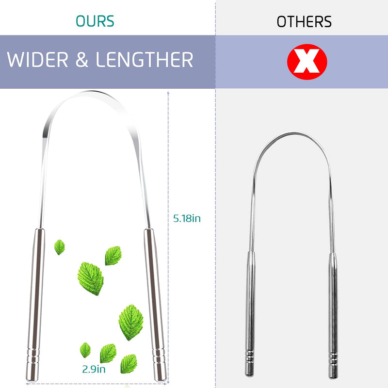 4PCS Tongue Scraper, Stainless Steel Tongue Cleaners, 100% BPA Free Fresher Tongue Tools, Healthy Oral Hygiene Brushes, Medical Grade Reusable Stainless Steel, Eliminate Bad Breath - NewNest Australia