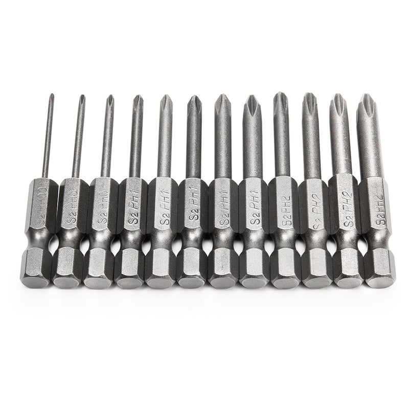 Rocaris 12Pcs Hex Shank Magnetic Phillips Cross Screwdriver Bits 50mm 1/4 Inch - NewNest Australia