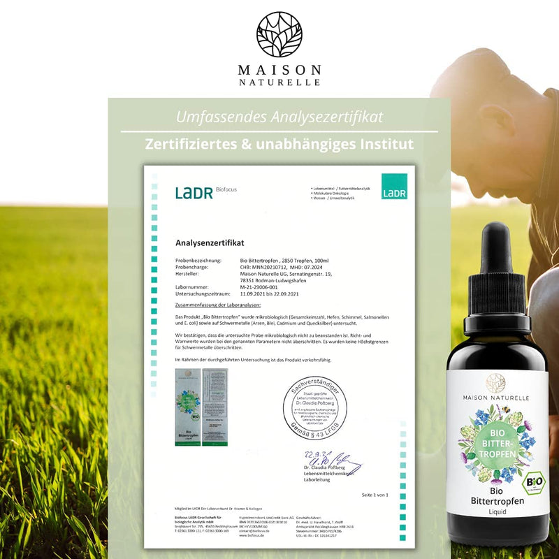 Maison Naturelle Organic Bitter Drops (100 Ml) According To Hildegard Von Bingen - Bitter Substances Drops Bitter Herbs - Bitter Substance Complex Concentrate - NewNest Australia