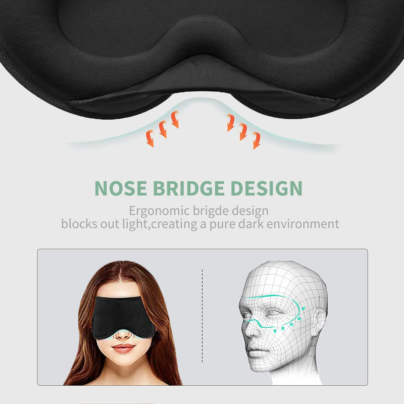 Tanshine Sleep Mask Black Eye Masks for Sleeping Light Blocking Blackout 3D Eye Mask Drowsy Sleeping Mask for Men Wowen Night Mask Blindfold for Travel,Nap,All Night Sleeping Black New - NewNest Australia