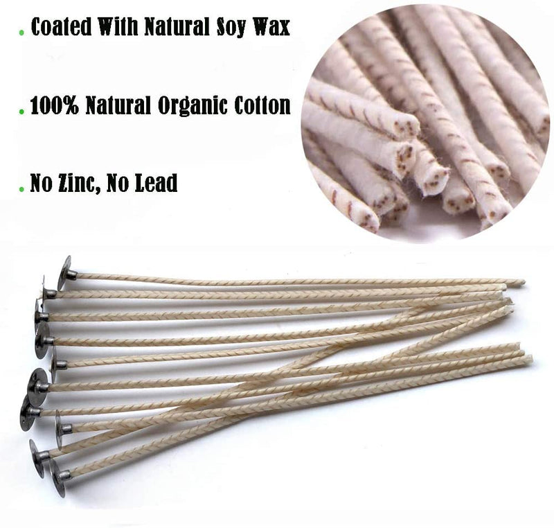 100pcs ECO14 Wicks for Soy Candles, 8 inch Pre-Tabbed Candle Wick for Candle Making,Thick Candle Wick with Base - NewNest Australia