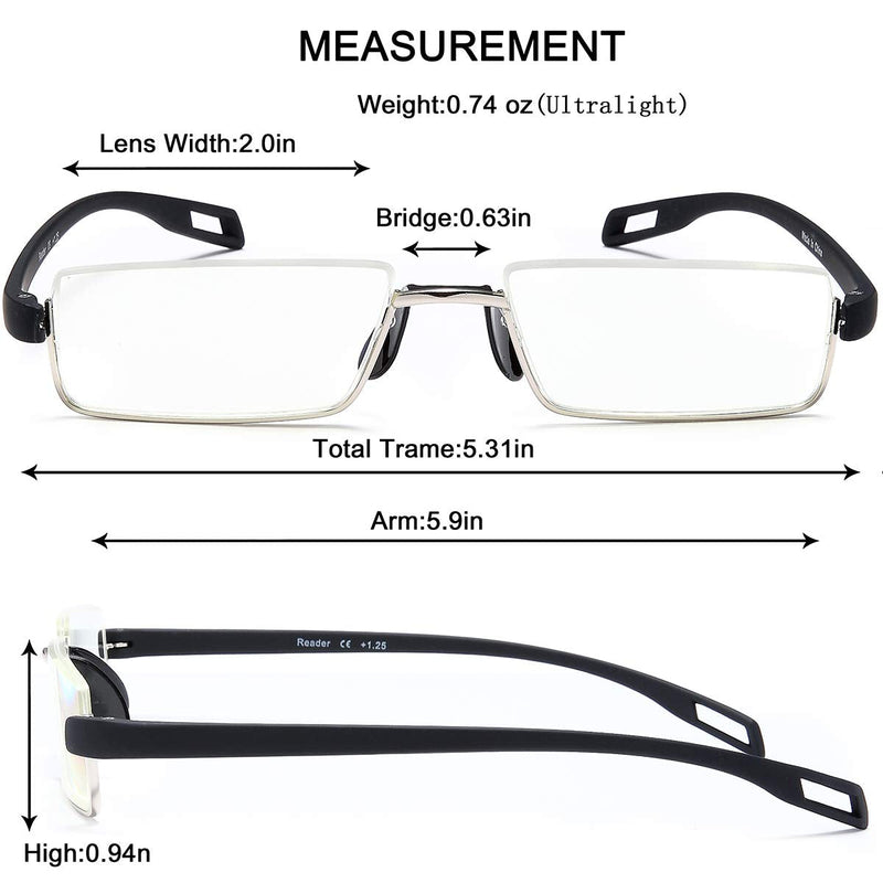 EYEURL Reading Glasses with Ultralight TR90 Glasses Frame Reading Aid Made of Metal Frame with Glasses Case for Men and Women Anti-Blue Light Reading Glasses Black 2.0 x - NewNest Australia