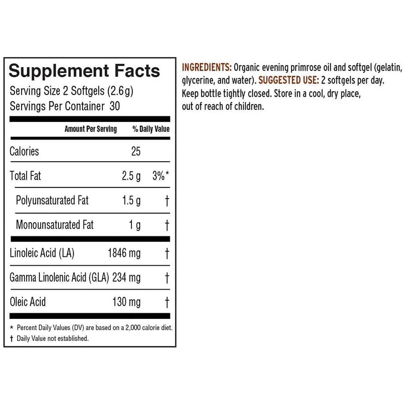 Barlean's Evening Primrose Oil Softgels with Gamma-Linolenic Acid (GLA) - Non-GMO, Gluten-Free - 60-Softgels 60 Count (Pack of 1) - NewNest Australia