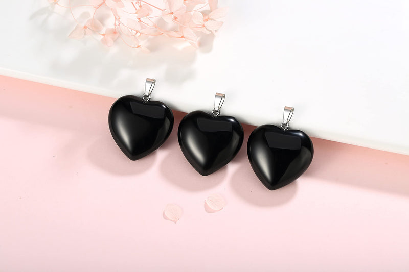 XIANNVXI Black Obsidian Necklace 1.2" Healing Crystal Heart Gemstone Pendant Necklaces Natural Spiritual Witchcraft Reiki Quartz Stone Jewelry for Women Girls Black - Obsidian - NewNest Australia