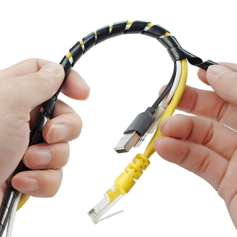 50Ft XHF 1/4" Spiral Cable Wrap 6mm(Wrapping Range:4mm-50mm) Spiral Wire Wrap Cord for Computer Electrical Wire Organizer Sleeve Hose RoHS Black Dia 6MM-Length 15M - NewNest Australia
