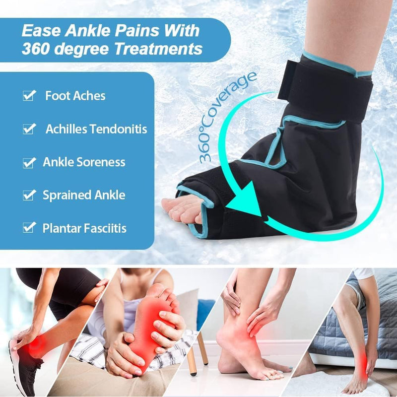 NEWGO Cooling Cuff Foot, Cooling Shoes Cooling Socks Feet Ice Shoe for Injuries Ankle Ice Bag Cooling Socks Chemotherapy, 1 Piece (Black) Black - NewNest Australia