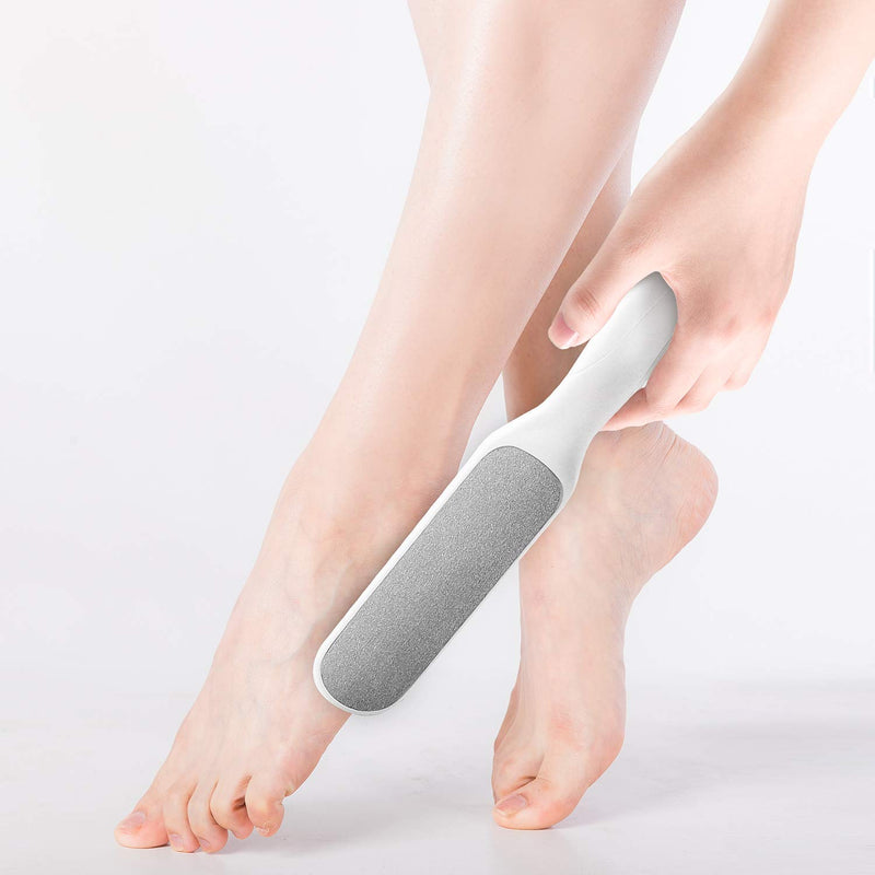 Foot File Double-Sided Hard Dead Skin Remover Stainless Steel Foot File Rasp Heel Peel Foot Scrubber Feet Pedicure Callus Remover for Wet and Dry Cracked Feet White - NewNest Australia