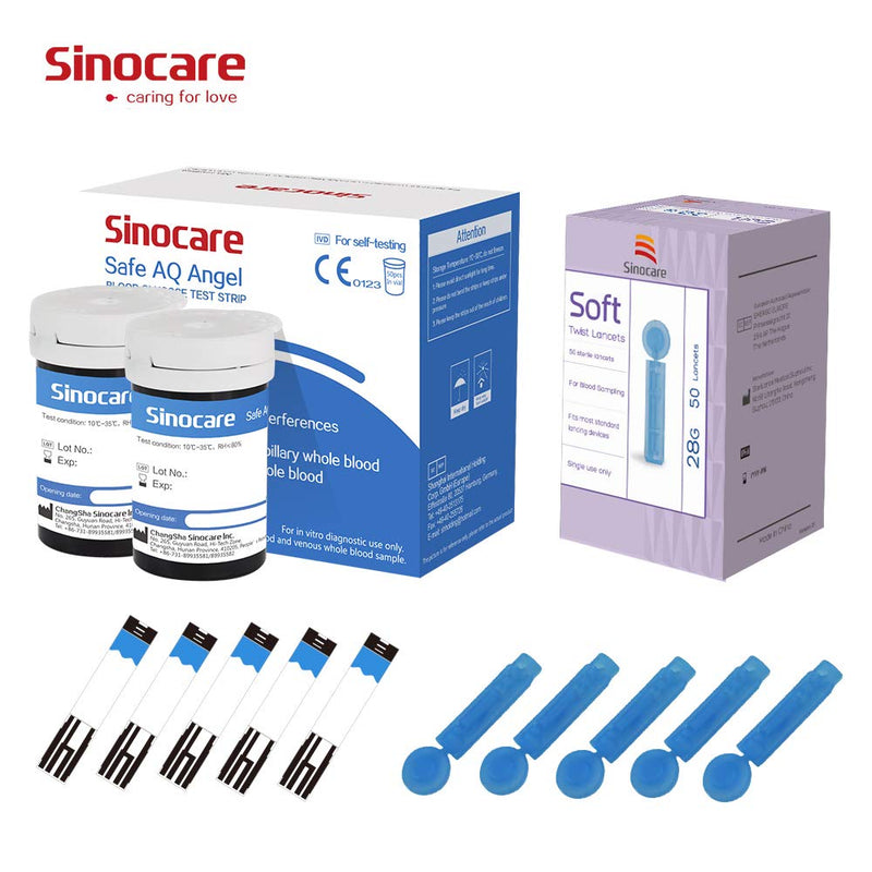 sinocare Safe AQ Angel Diabetes Strips/Blood Glucose Test Strips Require No Code x 100 pcs (Only for sinocare Safe AQ Angel Blood Glucose Monitor) Safe AQ Angel strips-100 - NewNest Australia
