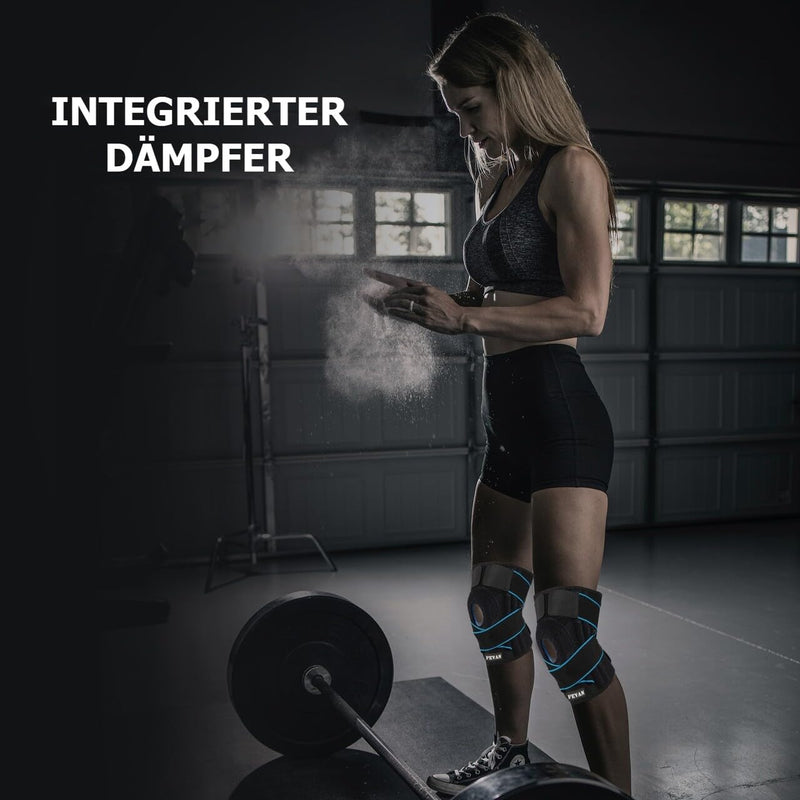 Fevan Knee Support With Side Stabilizers Made Of Neoprene With Silicone - Knee Support For Men And Women - Knee Support For Weight Training - Knee Support (Black/Blue) - NewNest Australia