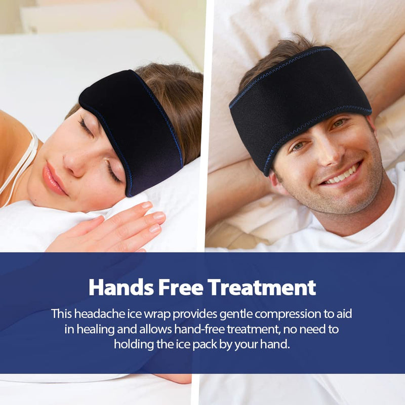 NEWGO Headache Ice Pack Head Cold Pack Headband for Migraines, Gel Ice Pack Head Ice Wrap for Headache Relief, Tension, Sinus Pain, Chemo, Head Injuries - 29.5" x 4.3" - NewNest Australia