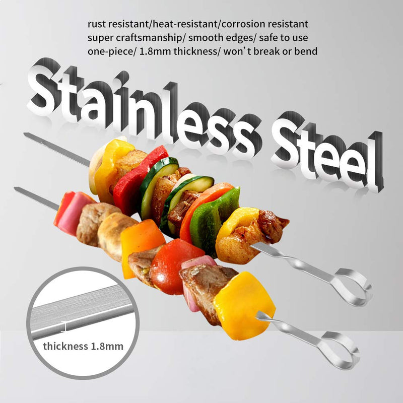 NewNest Australia - LANNEY Kabob Skewers Flat Metal BBQ Barbecue Skewer 12" Stainless Steel Shish Kebob Sticks Wide Reusable Grilling Skewers Set for Meat Shrimp Chicken Vegetable, 12 Pack 12" skewers(12 pack) 