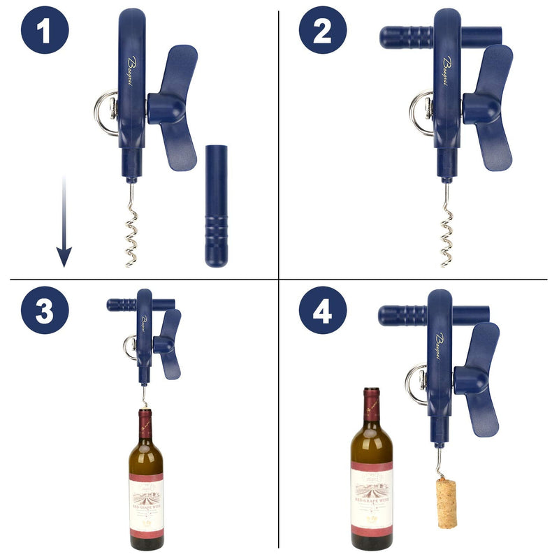 Home Kitchen Restaurant Safety Bottle Jar Wine Manual Can Opener&Bangrui Professional 4-in-1 Can Opener Keeps Smooth Edges. with a Corkscrew Folded in The Lever. Best Gadget for Kitchen Use (Blue) Blue - NewNest Australia
