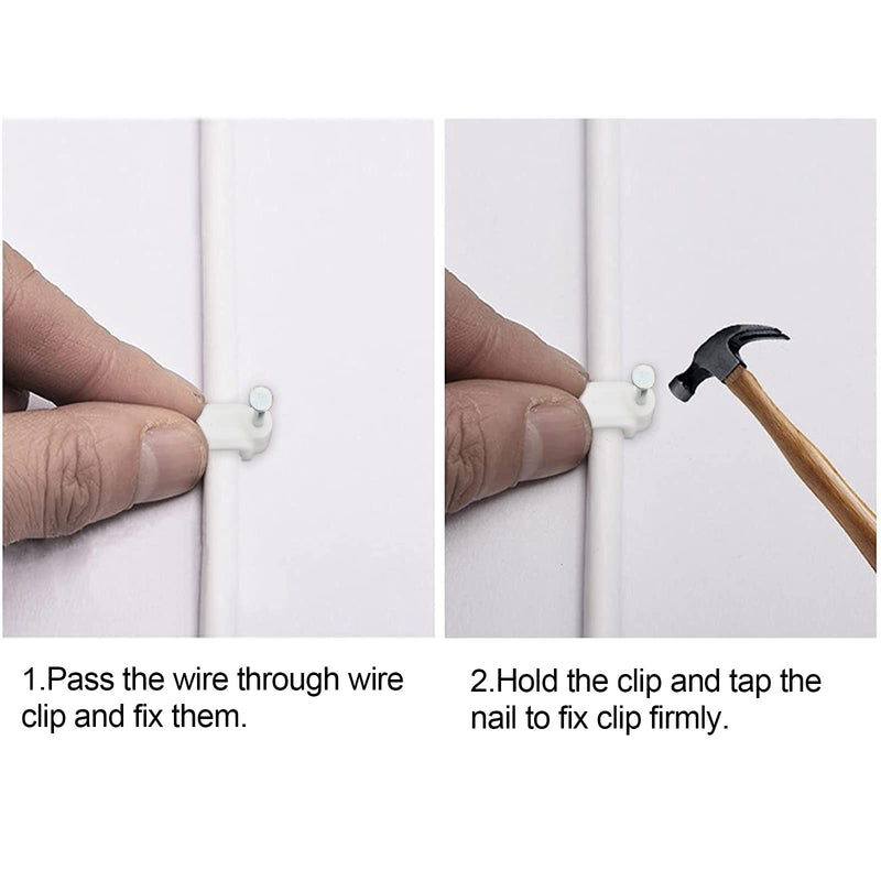 INCREWAY 200Pcs 12mm Flat Cable Wire Clips Cable Staples Cord Holder Wire Management, White - NewNest Australia