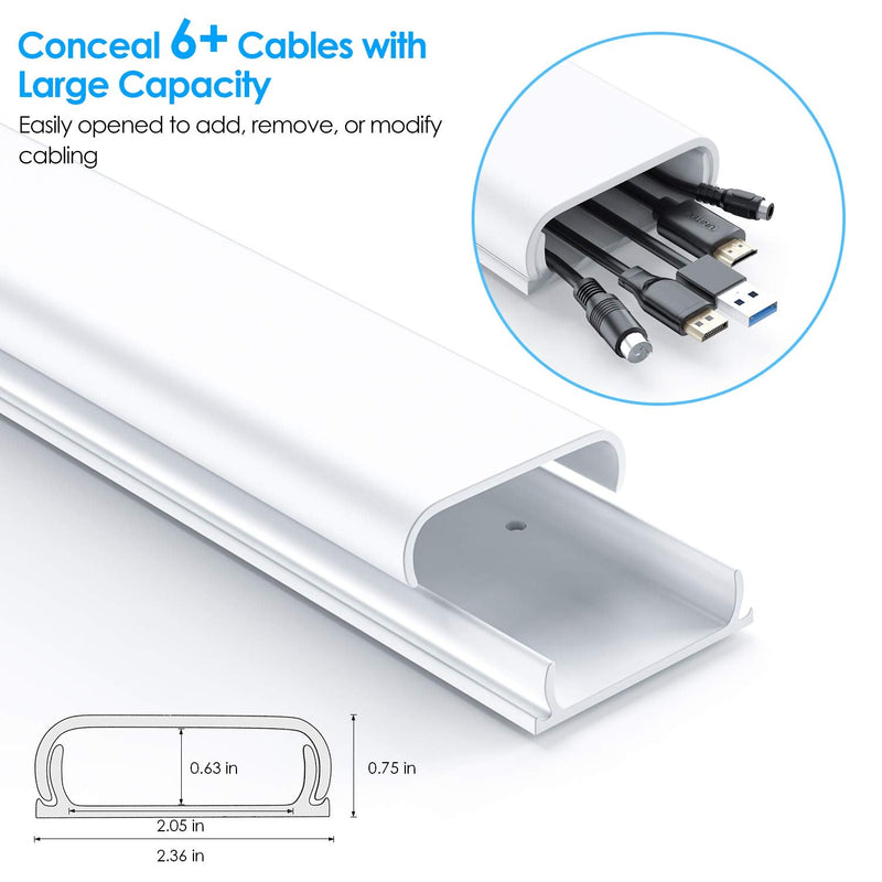 47inch Cord Hider Wall Mounted TV, Yecaye TV Cord Cover, Pre-drilled Wire Hiders for TV on Wall, Paintable Cable Cover Wall, Wire Cover White, 3 X L15.7in W2.36 H0.75, CMC-08 - NewNest Australia