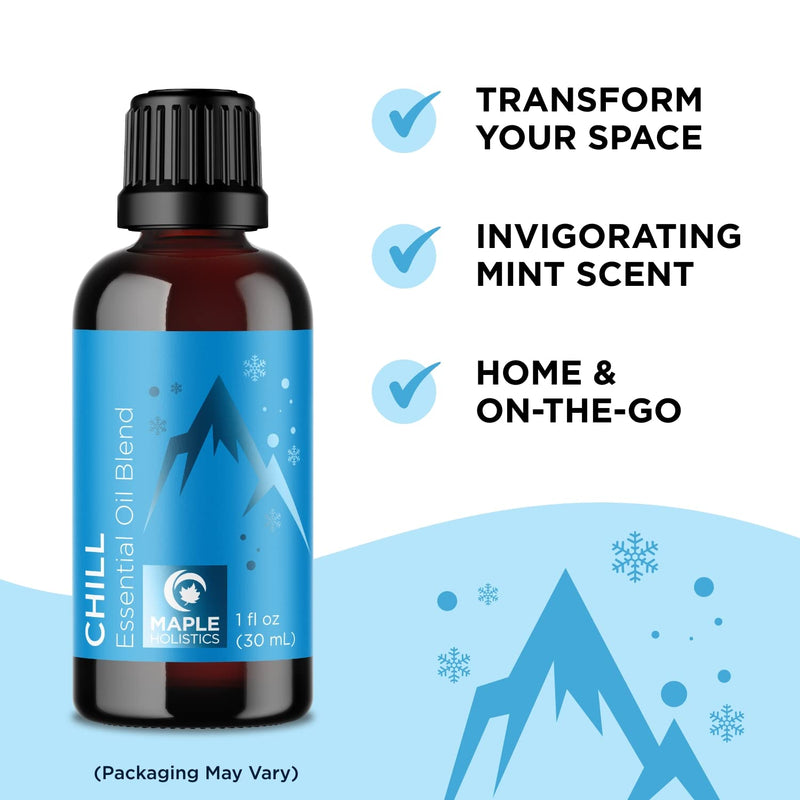 Mint Essential Oil Blend for Diffuser - Refreshing Mint Oil Diffuser Essential Oils with Cooling Peppermint Spearmint Bergamot and Eucalyptus Oils - Pure Aromatherapy Oils for Diffuser Mint Blend Chill - Mint - NewNest Australia