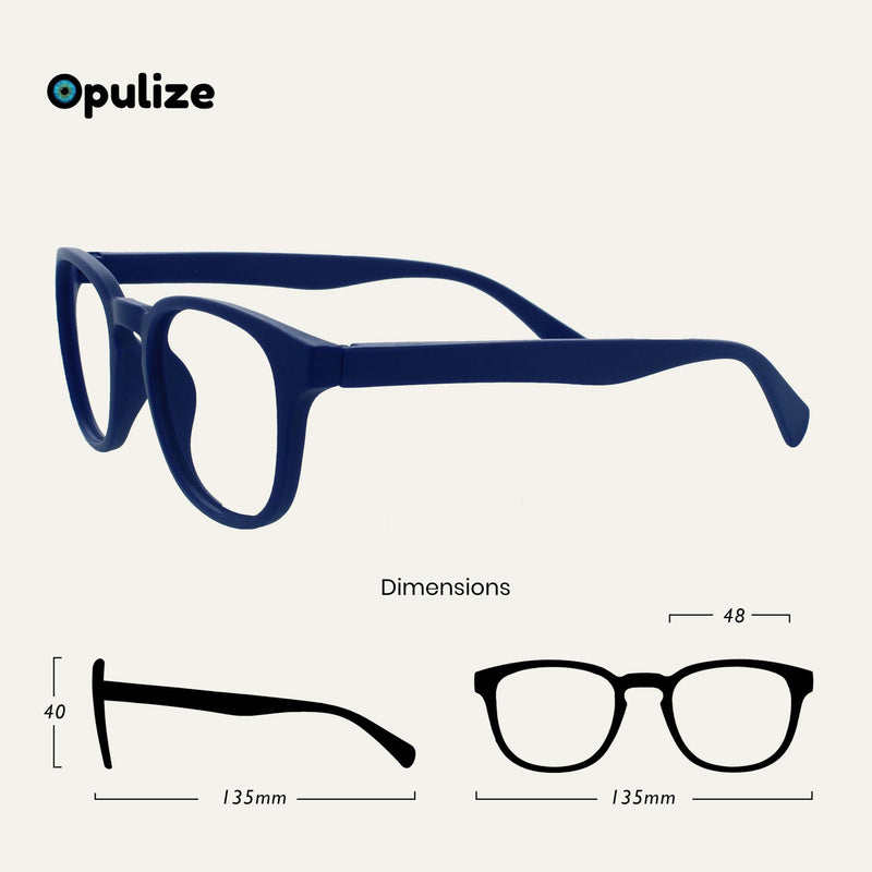 OPULIZE Pop Reading Glasses Pack of 4 Bold Round Matt Frame Spring Hinges Scratch-Resistant Men Women RRRR2-1367 Blue Pink Purple Green +3.00 Diopters (Pack of 4) Single - NewNest Australia