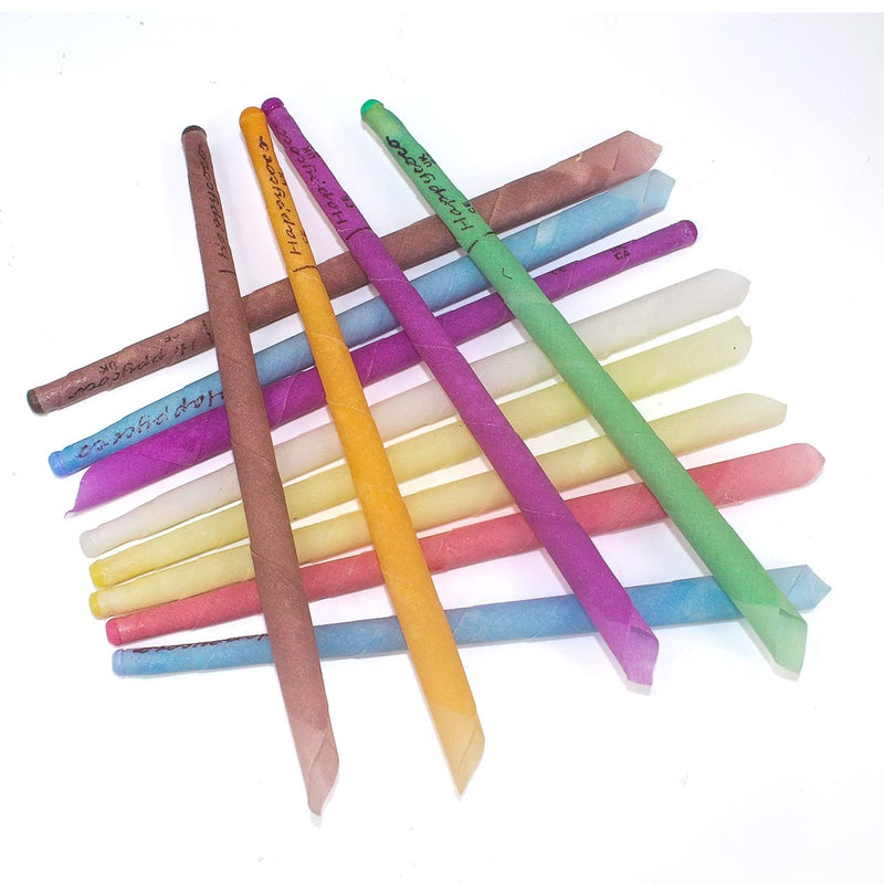 Hopi Ear Candles,Aucenix Pure Ear Candles Kit for Ear Blocked, Non-Toxic Cylinders Fragrance Hollow Cone Beeswax Candle Cones with 8 Protective Disks Tray+8 Cotton Swab 8 Colors - NewNest Australia