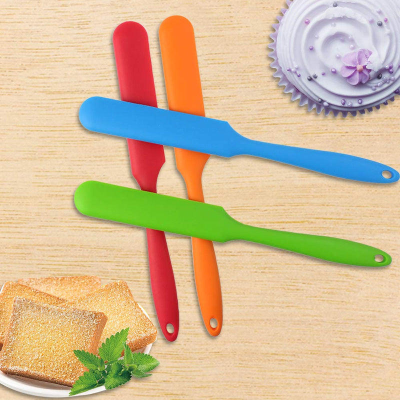 NewNest Australia - 4pcs Silicone Spatula Set Heat Resistant Cake Cream Butter Spatulas Mixing Batter Scraper Non-Stick Flexible Baking Cooking Tool 4 Colors Multicolor 