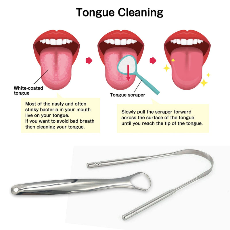 ZEEX Tongue Scraper – 2-Pack Metal Tongue Scraper for Daily Cleaning – Stainless Steel Tongue Scrapers for Adults – Tongue Cleaner for Fresh Breath and Plaque Removal - NewNest Australia