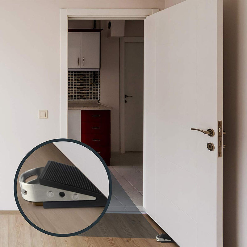 Shackcom Door Stopper, 2 Pack Black Heavy Duty Wedge That Holds Doors Firmly and Doesn’t Budge, Made of Rubber and Stainless Steel, Works on All Floor Surfaces, with Hanger which Easy to Storage 2 Pack Door Stopper - NewNest Australia