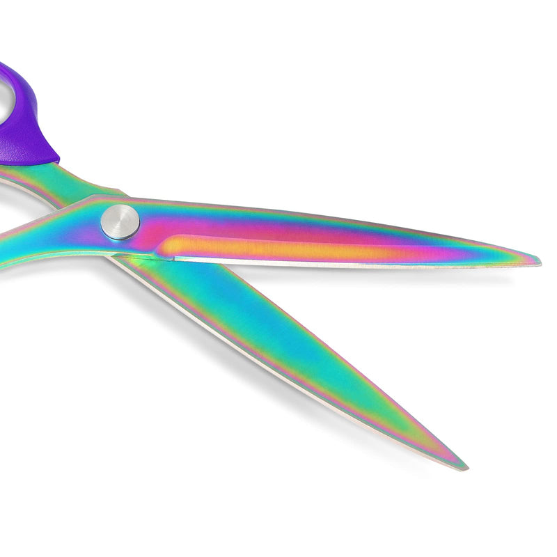 Asdirne Fabric Scissors, Dressmaking Scissors with Heavy Duty Titanium Plated Stainless Steel, Tailor Scissors for Cutting Fabrics and Leather, Purple, Set of 2 (26cm/21cm) 21cm+26cm - NewNest Australia