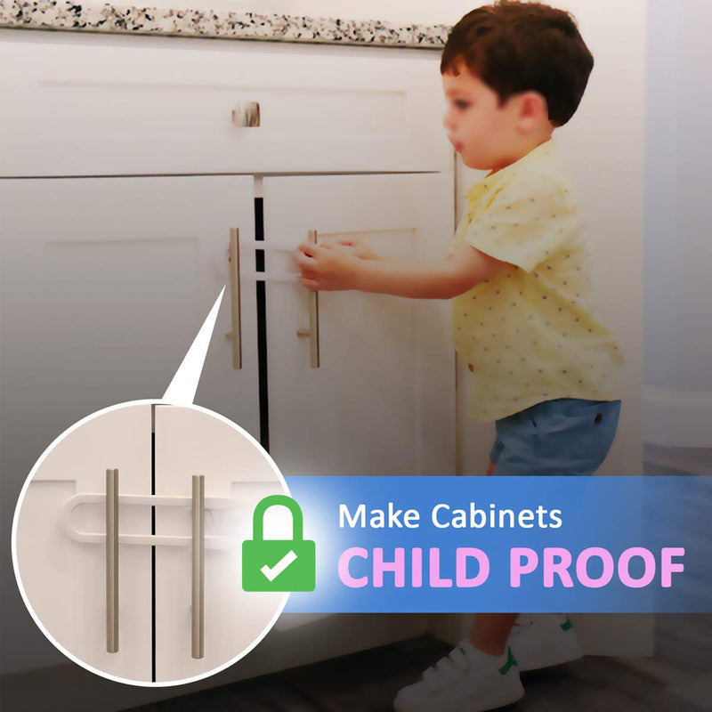 Child Proof Sliding Cabinet Lock - Baby Safety U Shaped Latch for Cupboard Doors Knobs and Handles (10 Pack) 10 Pack - NewNest Australia