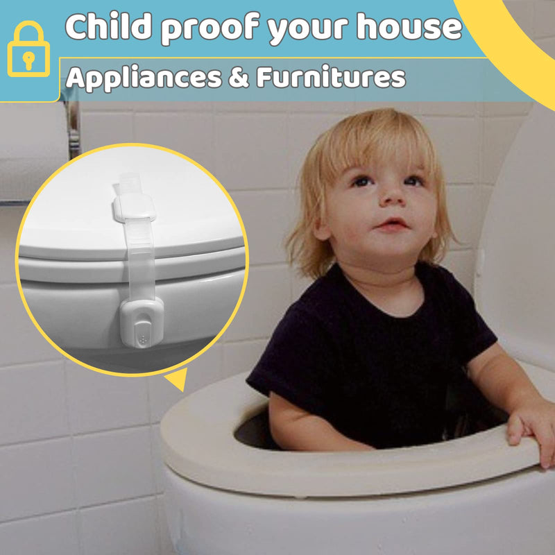 Baby Proof Cabinet Latches (2 Pack) Childproof Drawer Latches with 3M Adhesives, Adjustable Flexible Strap No Drilling Child Safety Cabinet Locks Straps Baby Drawer Locks for Kids Baby Safety 2 Pack - NewNest Australia