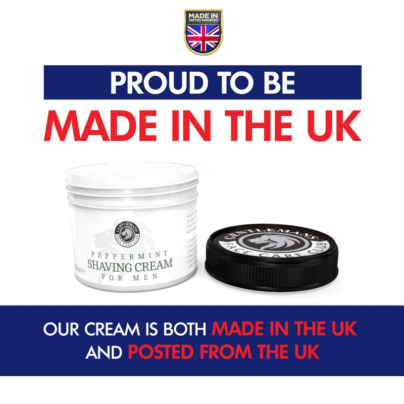Shaving Cream For Men - Vegan Friendly Peppermint Shave Cream From Gentlemans Face Care Club - Extra Large 150ml Pot With ‘Easy Grip’ Lid + 100% Satisfaction Guarantee - NewNest Australia