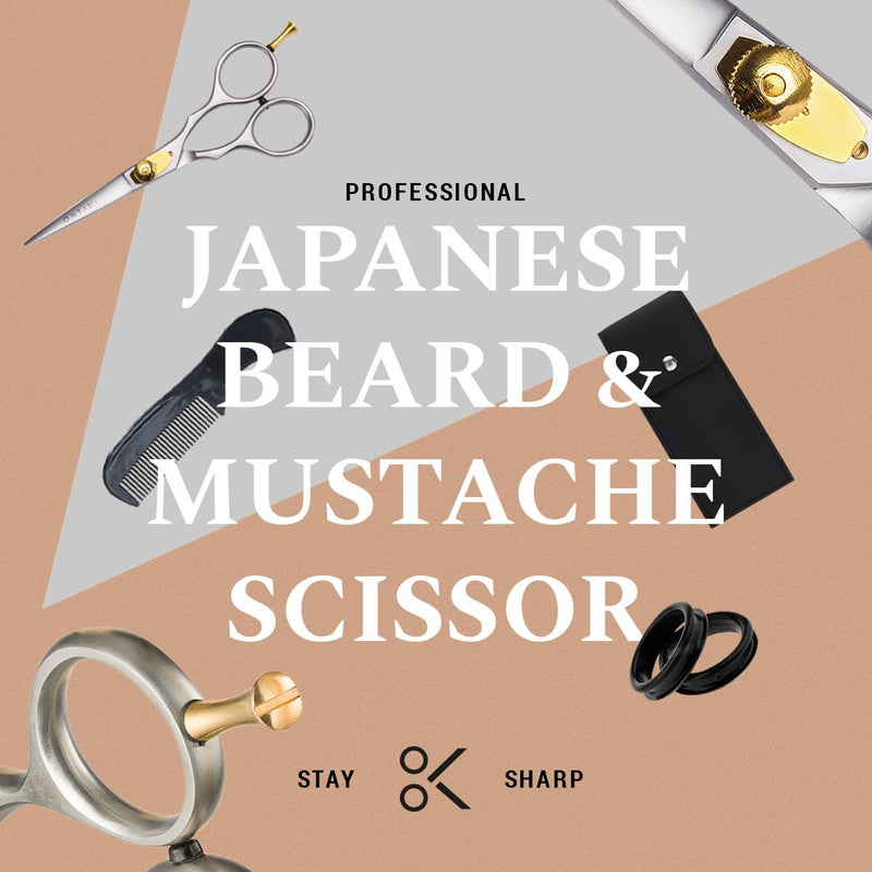 ONTAKI Premium hand-forged mustache scissors hairdressing salon Japanese scissors steel beard mustache hair scissors pony haircuts beard scissors for men hair cutting scissors 14 cm rest hook silver silver 5.5 inches - NewNest Australia