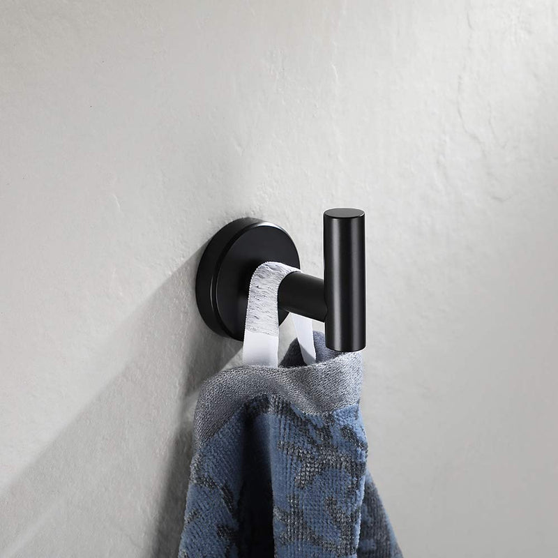 NewNest Australia - JQK Black Bathroom Towel Hook, Coat Robe Clothes Hook for Bathroom Kitchen Garage Wall Mounted (2 Pack), 304 Stainless Steel Matte Black, TH100-PB-P2 2 