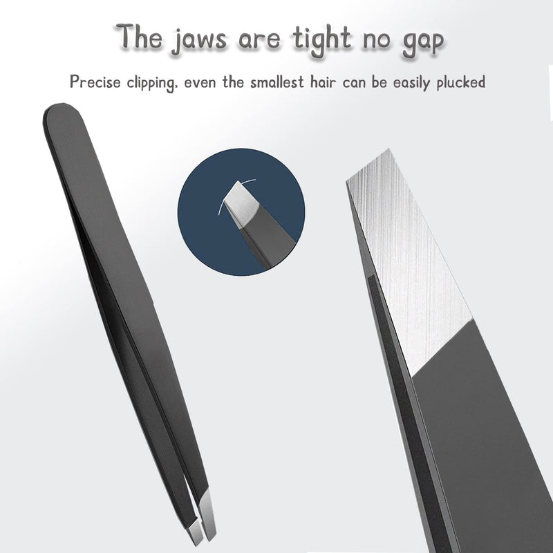 GeekerChip Tweezers for eyebrows, eyebrow tweezers made of stainless steel for eyebrows, beard, splinters and all types of hair, black bk - NewNest Australia