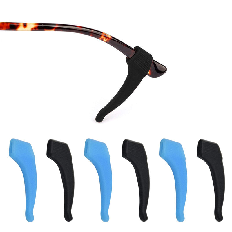 Non-Slip Glasses Temples 5 Pairs Silicone Non-Slip Holder Soft Comfortable Lenses Ear Hook Ear Grip Glasses Accessories For Glasses Leg Grip Glasses Sunglasses Holder (Black And Blue) - NewNest Australia