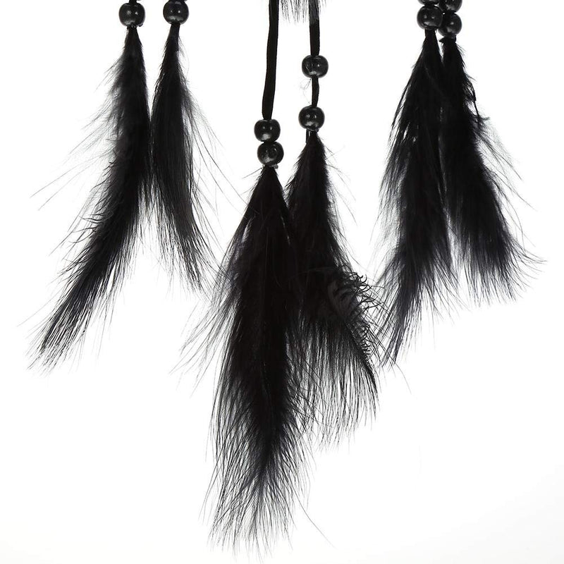 NewNest Australia - Walfront 1pc Feather Wood Beads Handmade Large Dream Catcher Hanging Pendant Craft Gift Living Room Home Decoration(Black) Black 