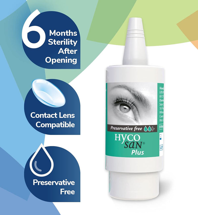 Hycosan Plus - Preservative Free Eyedrops - 0.1% Sodium Hyaluronate and 2% Dexpanthenol to Aid in The Natural Healing of a Damaged Eye Surface Due to Surgery, Injury or Dry Eyes - 7.5ml - NewNest Australia